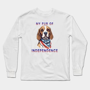 Beagle Funny USA Flag 4th of July Fur Of Independence Long Sleeve T-Shirt